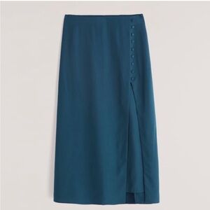 Abercrombie and Fitch teal delicate button midi skirt small petite